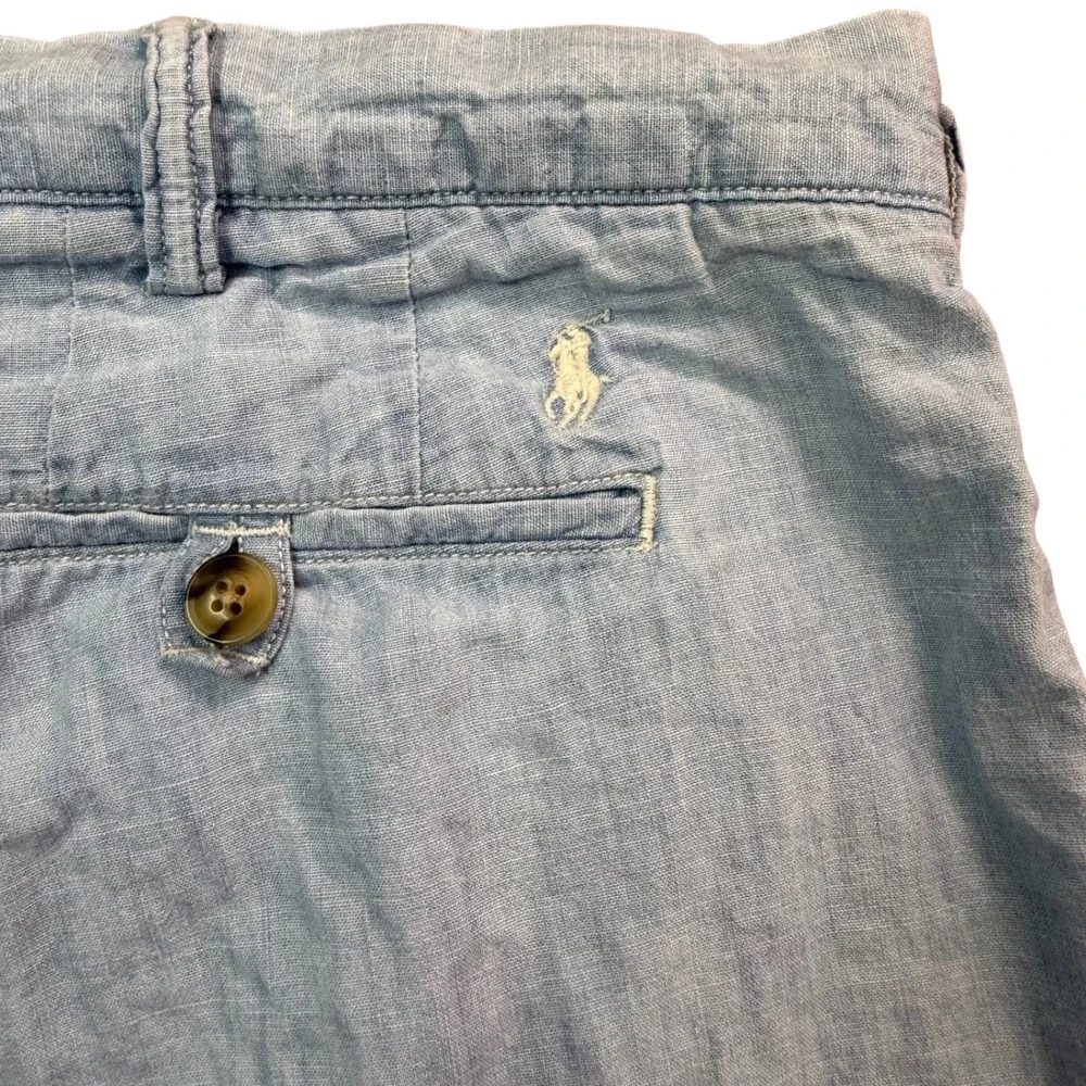 Polo Ralph Lauren Shorts‎ Men 40 Light Blue Classic Fit Linen Blend Golf